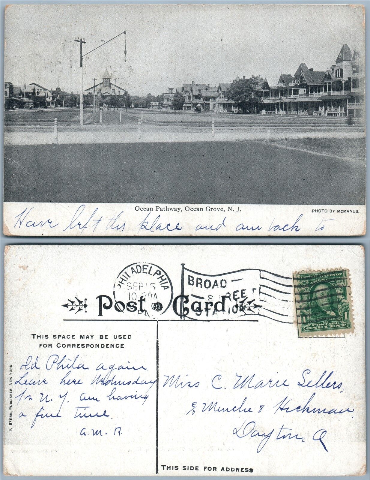 OCEAN GROVE N.J. OCEAN PATHWAY ANTIQUE POSTCARD