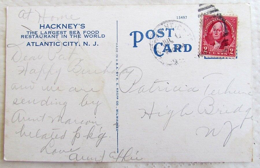 ANTIQUE POSTCARD OPEN KITCHEN HACKNEY'S RESTAURANT ATLANTIC CITY N.J.