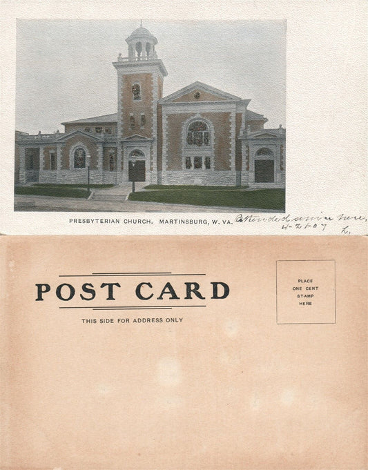 MARTINSBURG W.VA PRESBYTERIAN CHURCH ANTIQUE UNDIVIDED POSTCARD