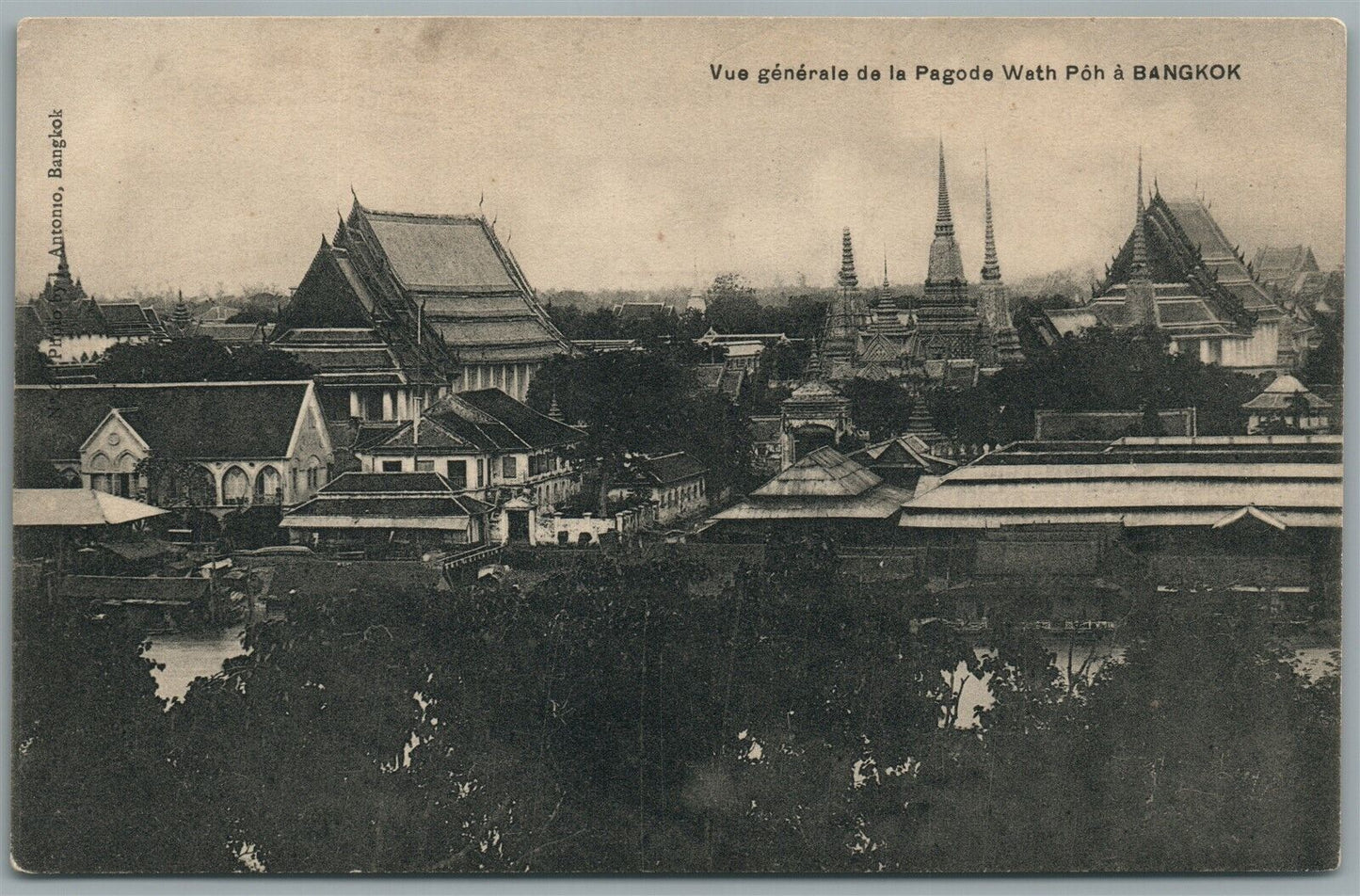 THAILAND BANGKOK PAGODA WATH POH ANTIQUE POSTCARD