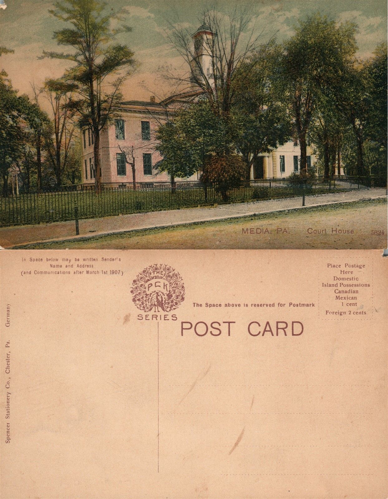 MEDIA PA COURT HOUSE ANTIQUE POSTCARD