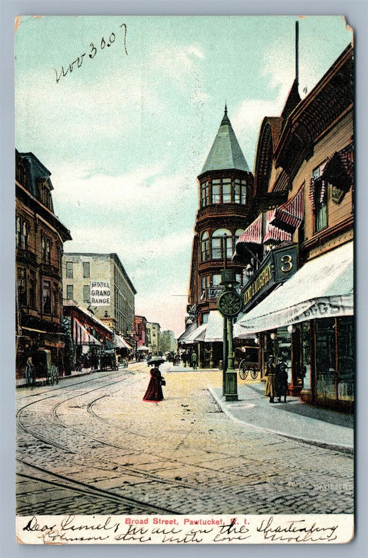 PAWTUCKET RI BROAD STREET ANTIQUE POSTCARD