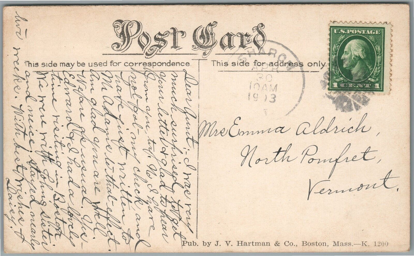 SHARON VT MAIN STREET ANTIQUE POSTCARD