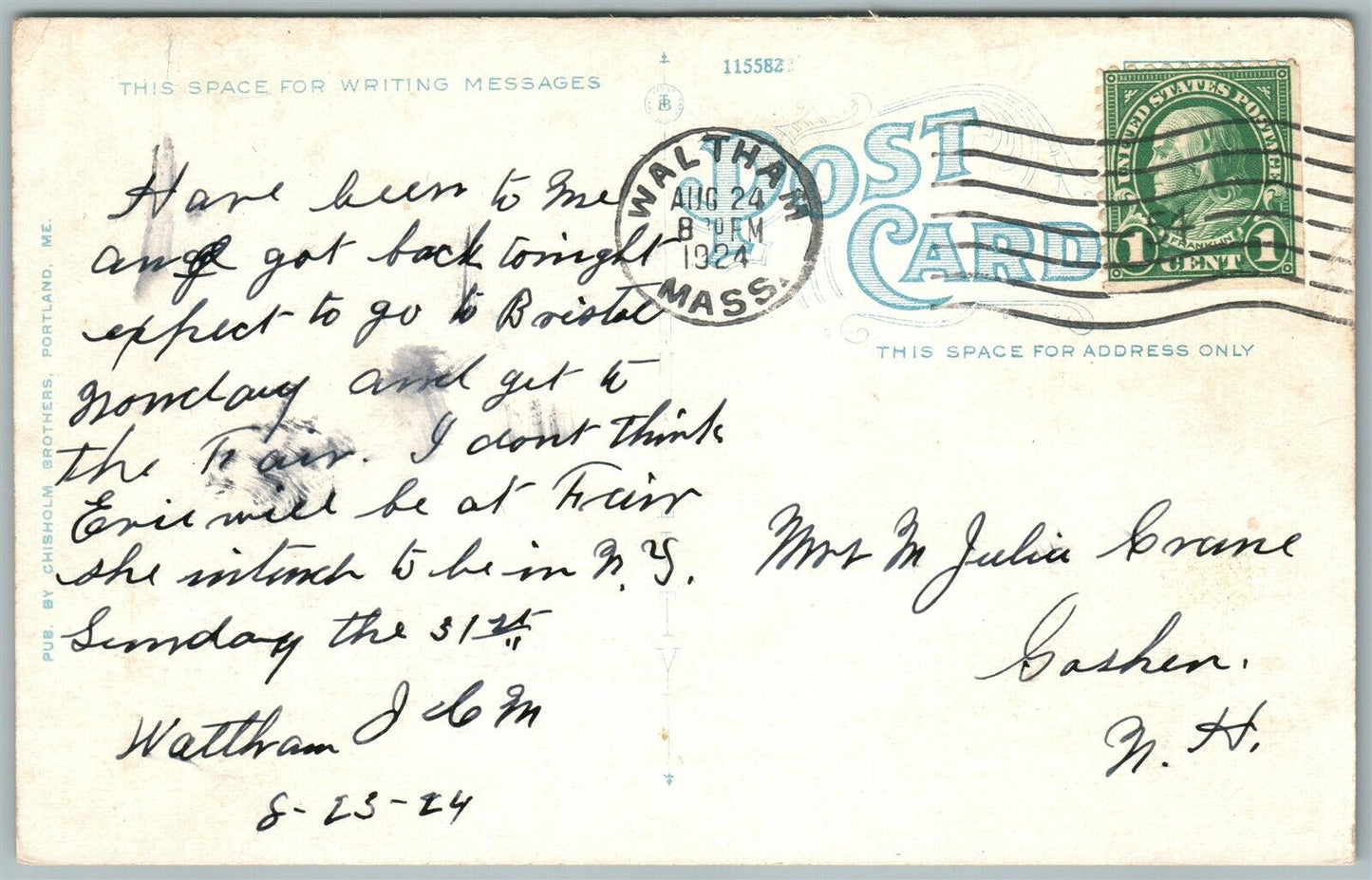 POTATO KIND GROWN IN MAINE EXAGGERATED 1924 ANTIQUE POSTCARD