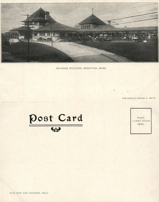 BROCKTON MA RAILWAY STATION UNDIVIDED ANTIQUE POSTCARD RAILROAD DEPOT