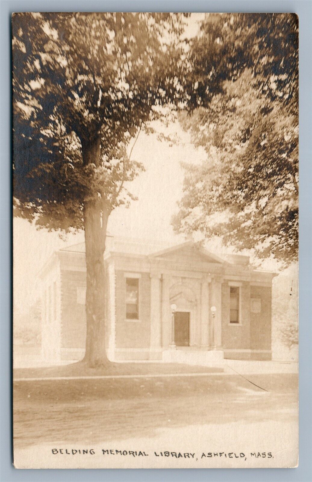 ASHFIELD MA BELDING MEMORIAL LIBRARY 1919 ANTIQUE REAL PHOTO POSTCARD RPPC