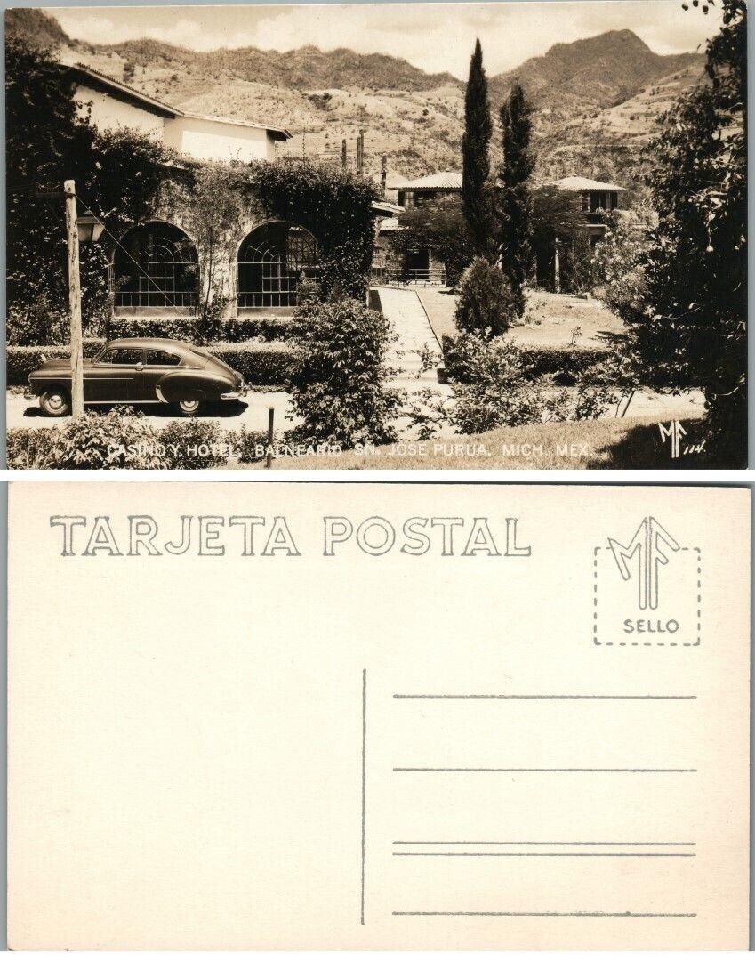 RPPC VINTAGE MEXICAN REAL PHOTO POSTCARD CASINO HOTEL BALNEARIO MEXICO
