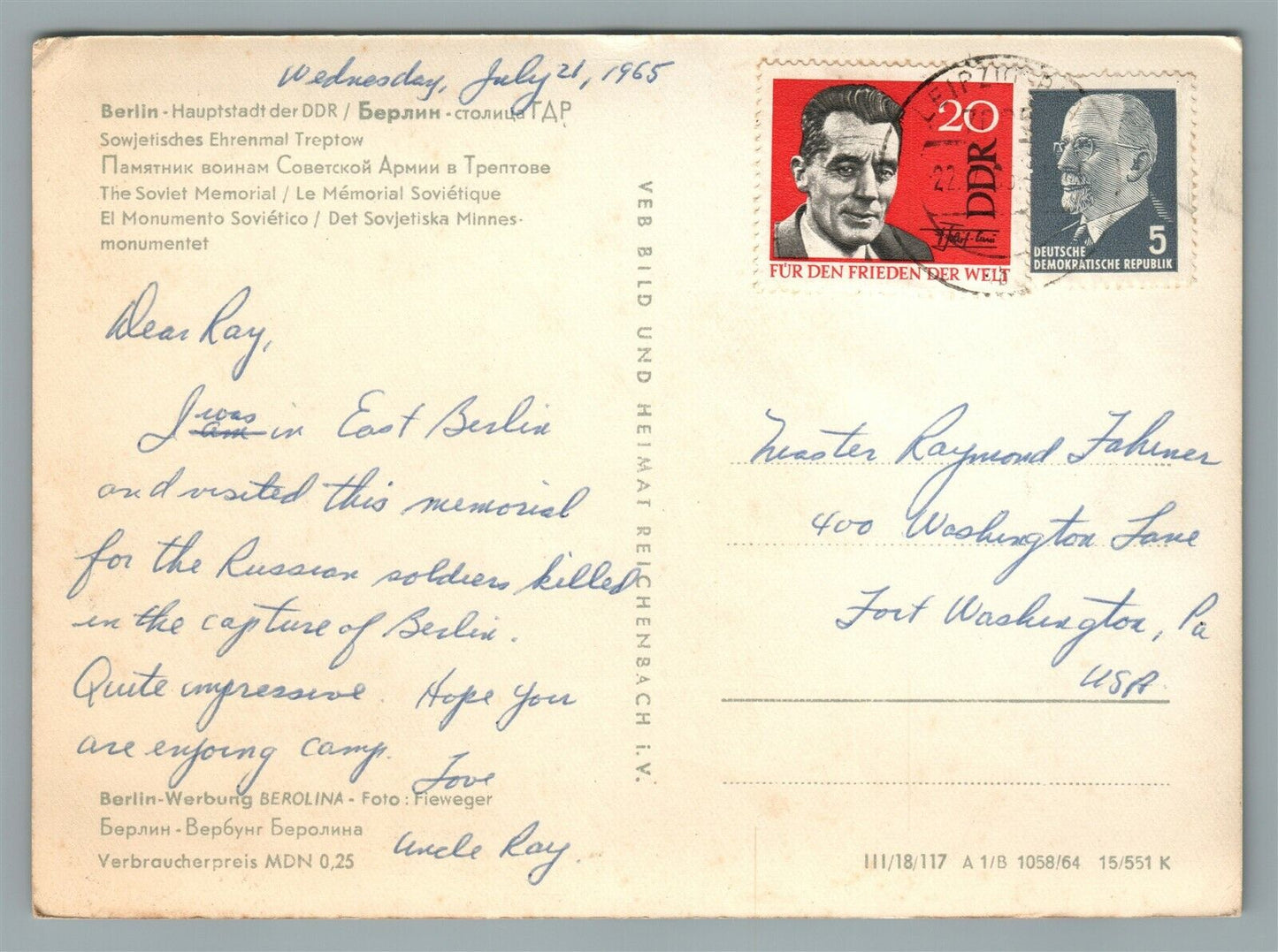 GERMANY BERLIN SOVIET MEMORIAL VINTAGE REAL PHOTO POSTCARD RPPC