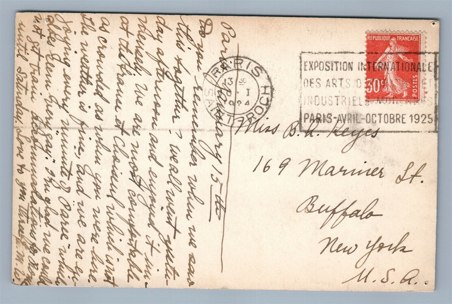 JAPAN RUSSIA ALLIANCE ANTIQUE POSTCARD 1925 INT'L MODERN ART EXHIBITION STAMP