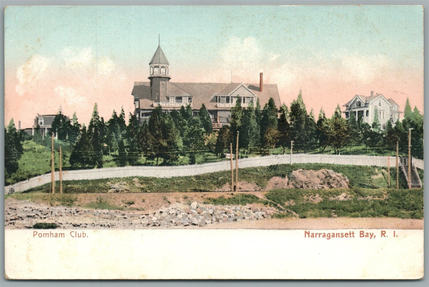 NARRAGANSETT BAY RI POMHAM CLUB ANTIQUE POSTCARD