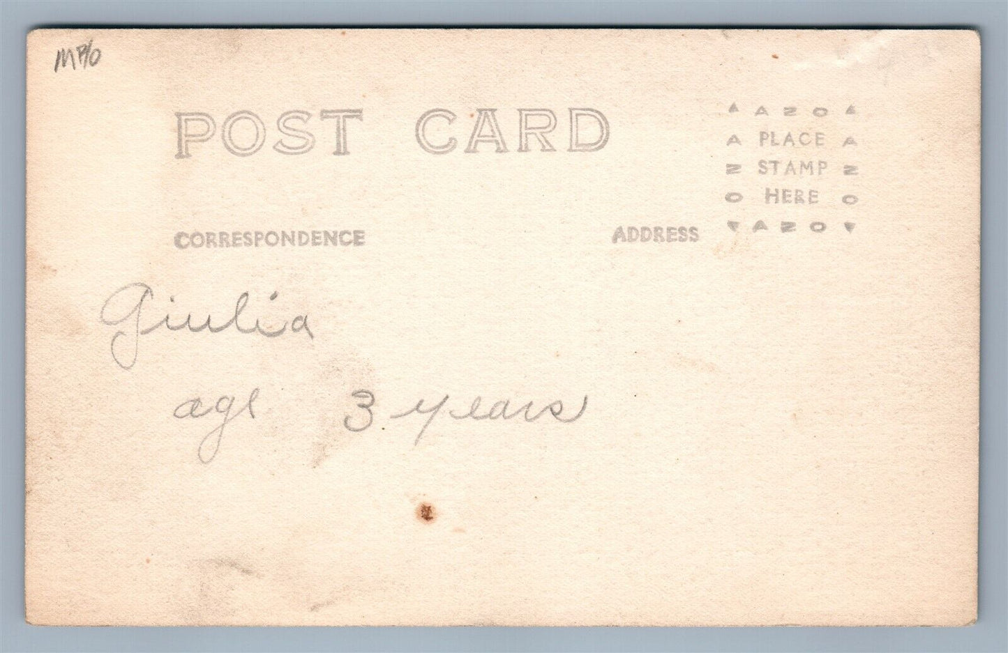 BABY GIRL IN TOY CAR ANTIQUE REAL PHOTO POSTCARD RPPC