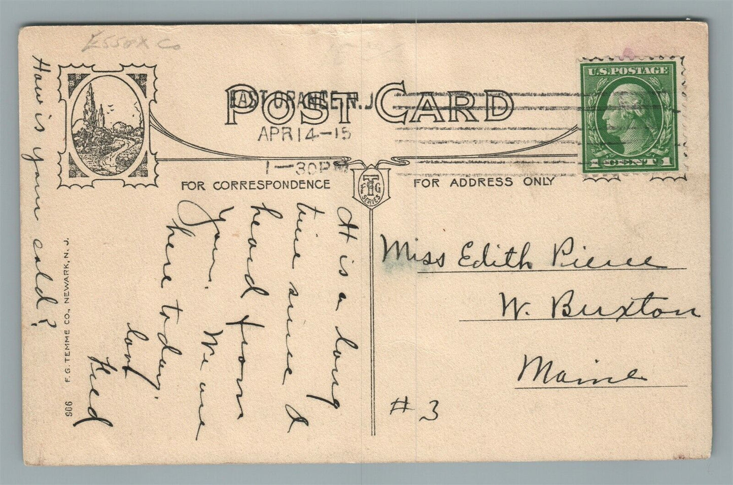 EAST ORANGE NJ PALMER HOUSE ANTIQUE POSTCARD
