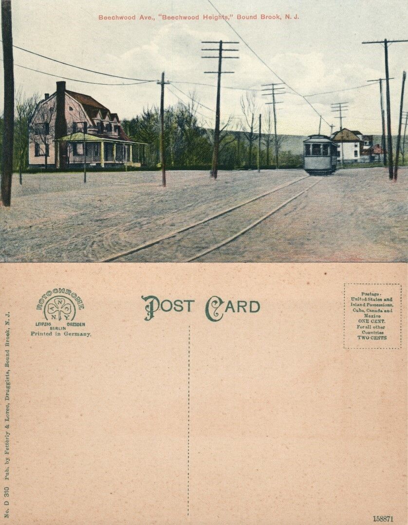 BOUND BROOK N.J. BEECHWOOD AVENUE ANTIQUE POSTCARD