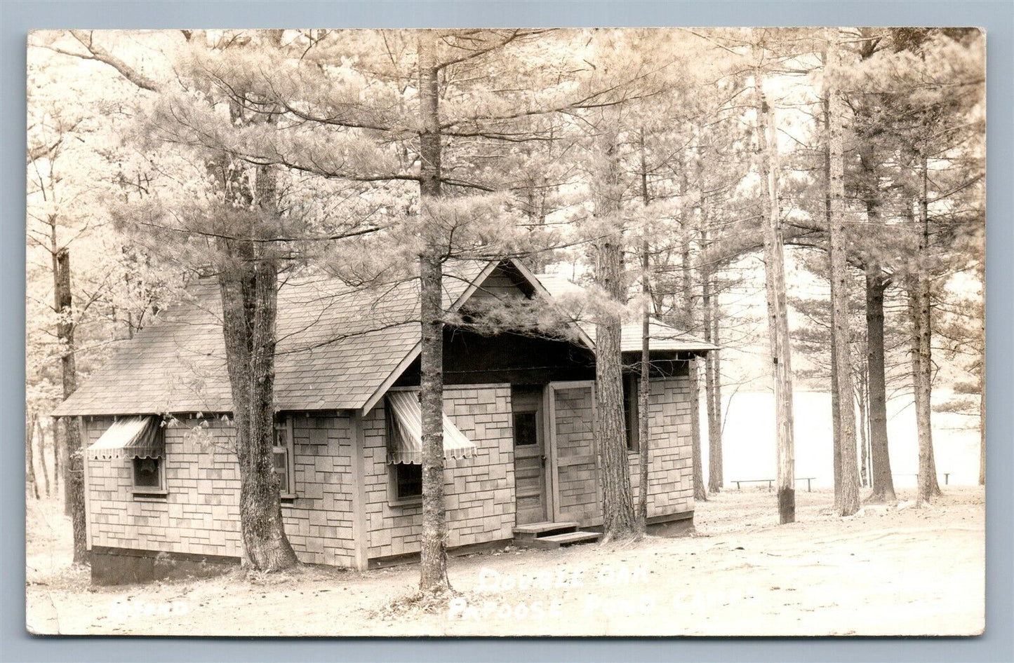WATERFORD ME PAPOOSE POND CAMP DOUBLE OAK ANTIQUE REAL PHOTO POSTCARD RPPC