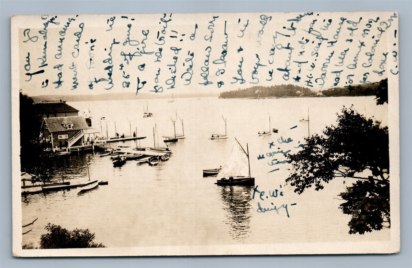 NORTH HAVEN ME BOAT LANDING VINTAGE REAL PHOTO POSTCARD RPPC