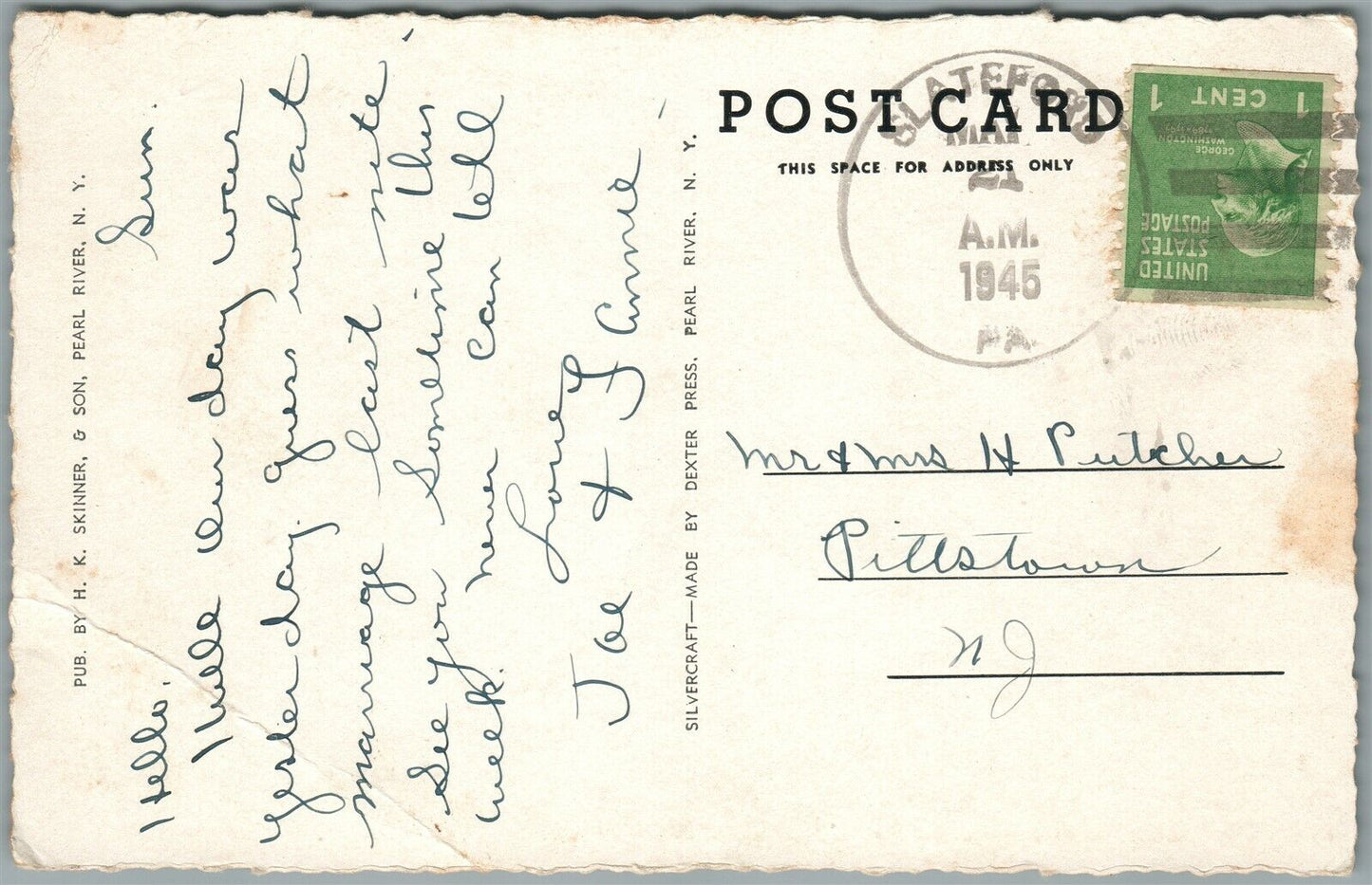 DELAWARE WATER GAP PA BEAR STOP VINTAGE POSTCARD