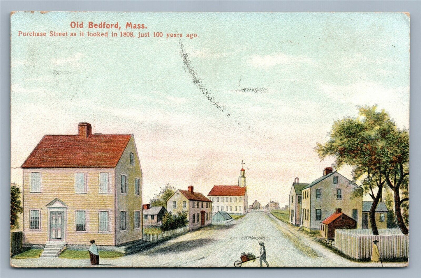 OLD BEDFORD MA PURCHASE STREET ANTIQUE POSTCARD