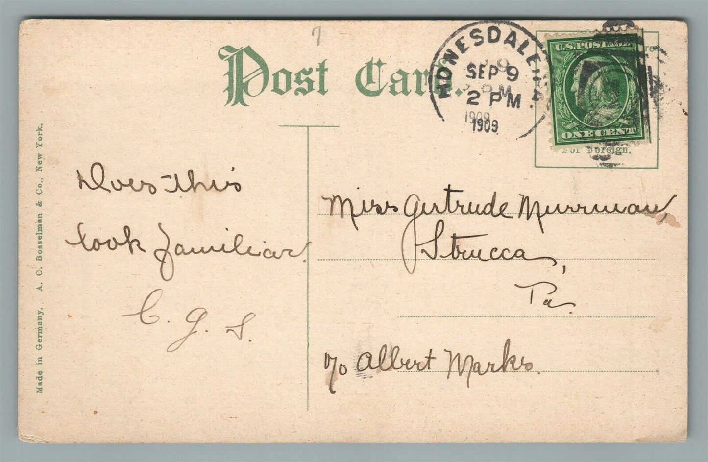 HONESDALE PA MAIN STREET OLD LIBERTY HALL BUILDING ANTIQUE POSTCARD