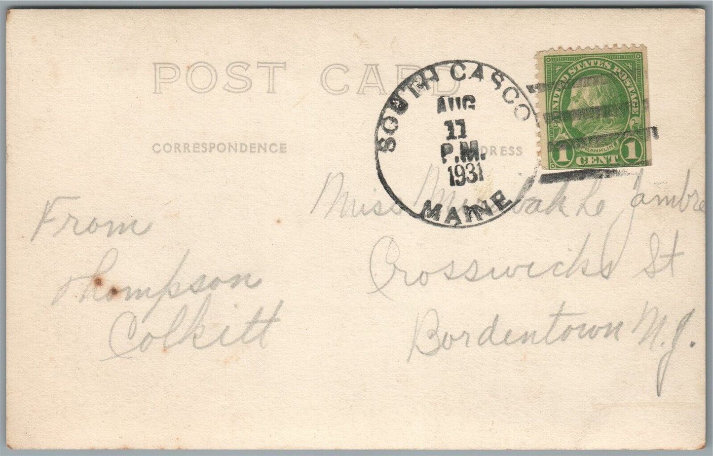 SOUTH CASCO ME CAMP KEARSAGE FOR BOYS ANTIQUE REAL PHOTO POSTCARD RPPC