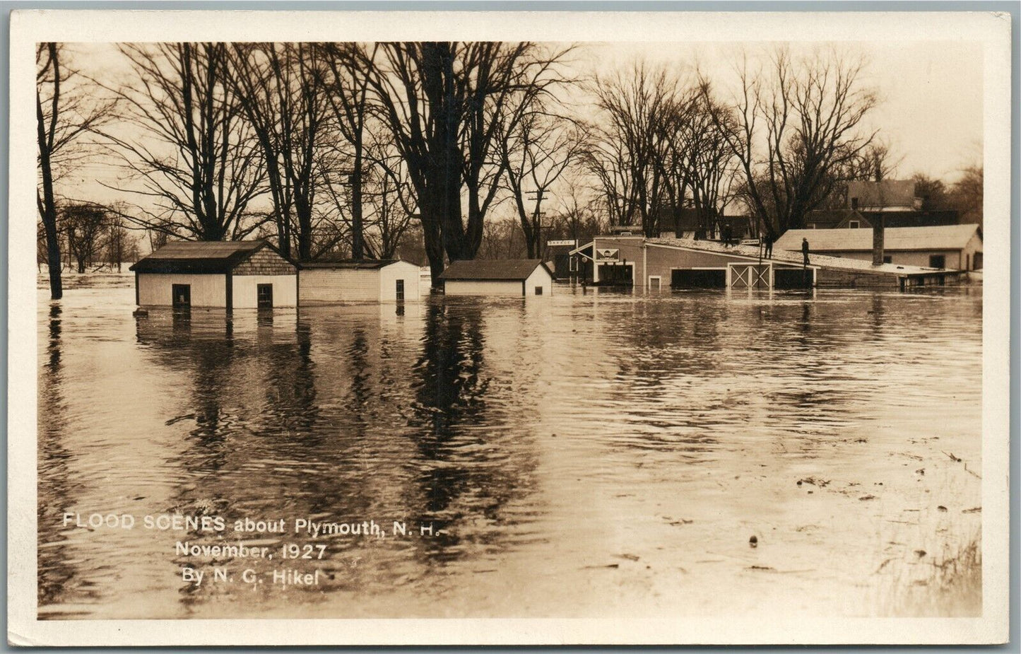 PLYMOUTH NH FLOOD SCENES 1927 VINTAGE REAL PHOTO POSTCARD RPPC