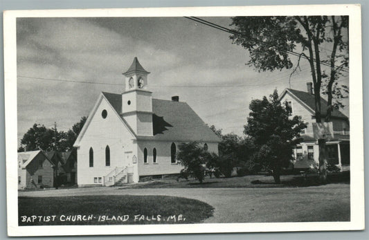ISLAND FALLS ME BAPTIST CHURCH VINTAGE REAL PHOTO POSTCARD RPPC