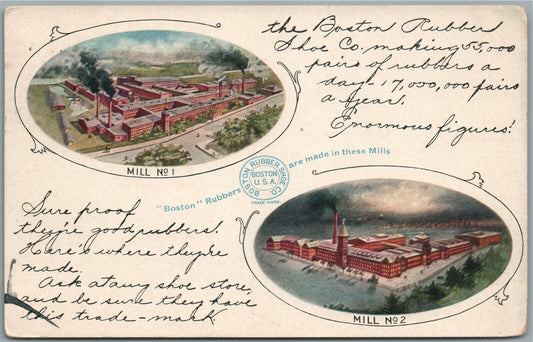 BOSTON MA RUBBERS SHOE COMPANY ANTIQUE POSTCARD