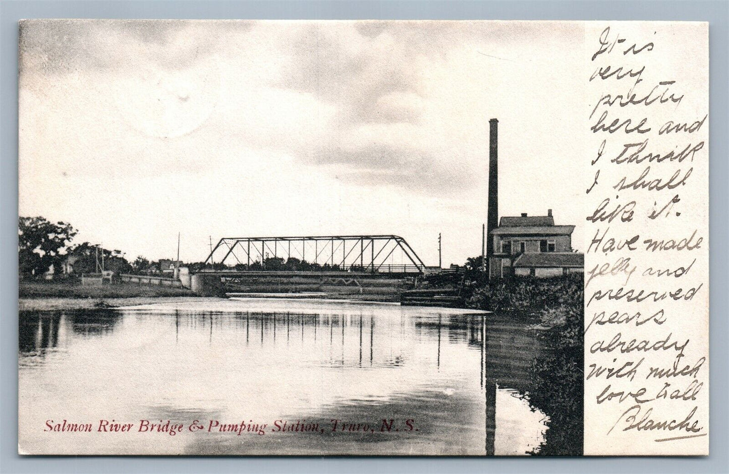 TRURO CANADA SALMON RIVER BRIDGE & PUMPING STATION ANTIQUE POSTCARD