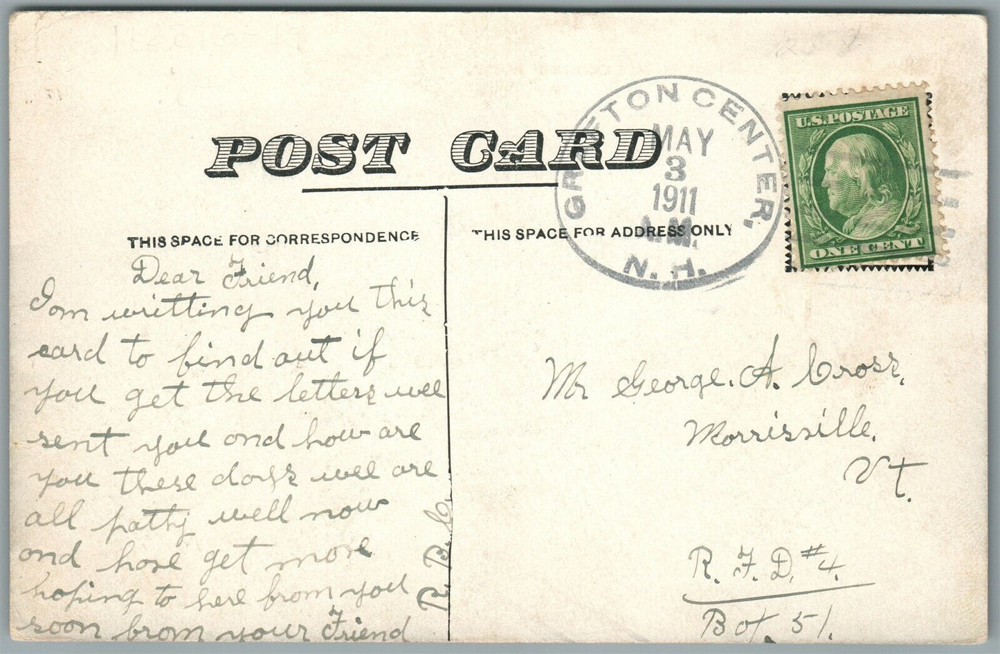 CRAFTON CENTER NH RAILROAD TRACKS ANTIQUE POSTCARD