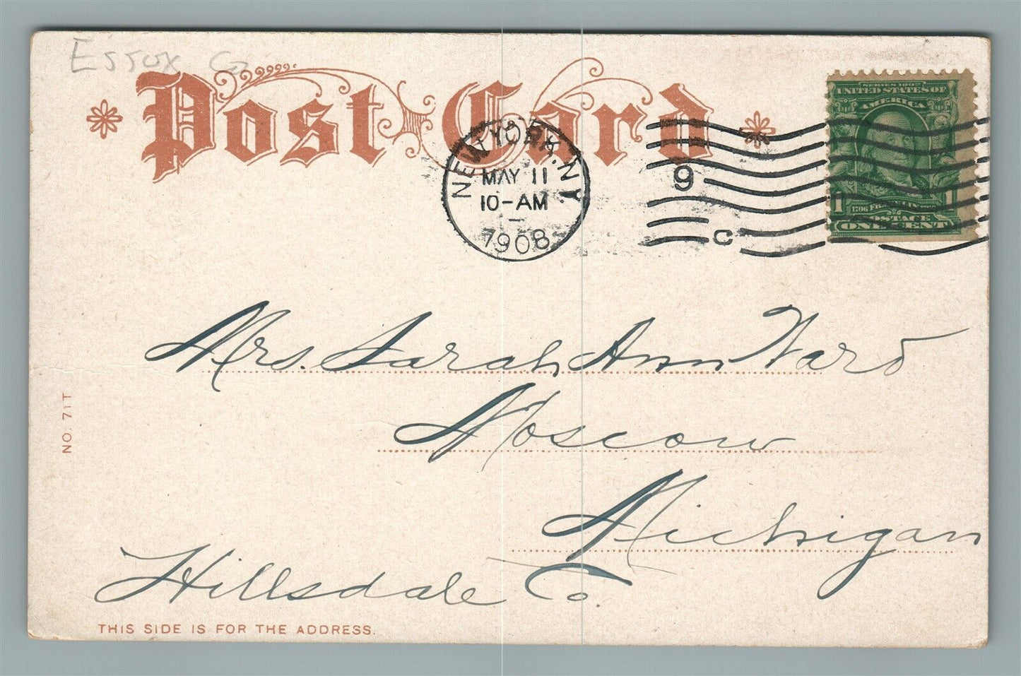EAST ORANGE NJ HYDE PARK ANTIQUE POSTCARD