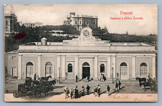 FRASCATI ITALY RAILROAD STATION ITALIAN ANTIQUE POSTCARD RAILWAY DEPOT