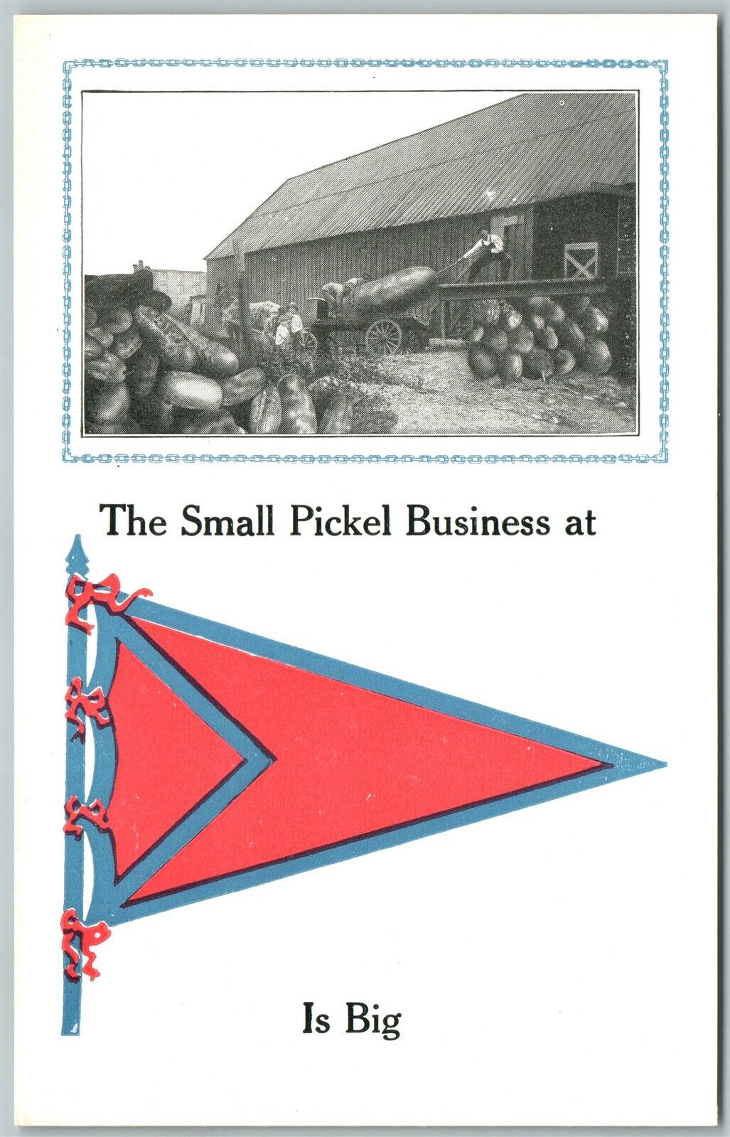 EXAGGERATED ANTIQUE POSTCARD PICKEL BUSINESS