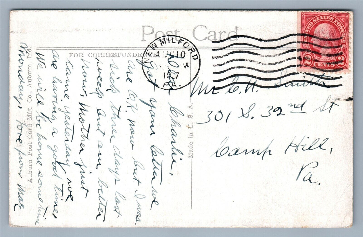 NEW MILFORD PA EAST SIDE MAIN STREET ANTIQUE POSTCARD