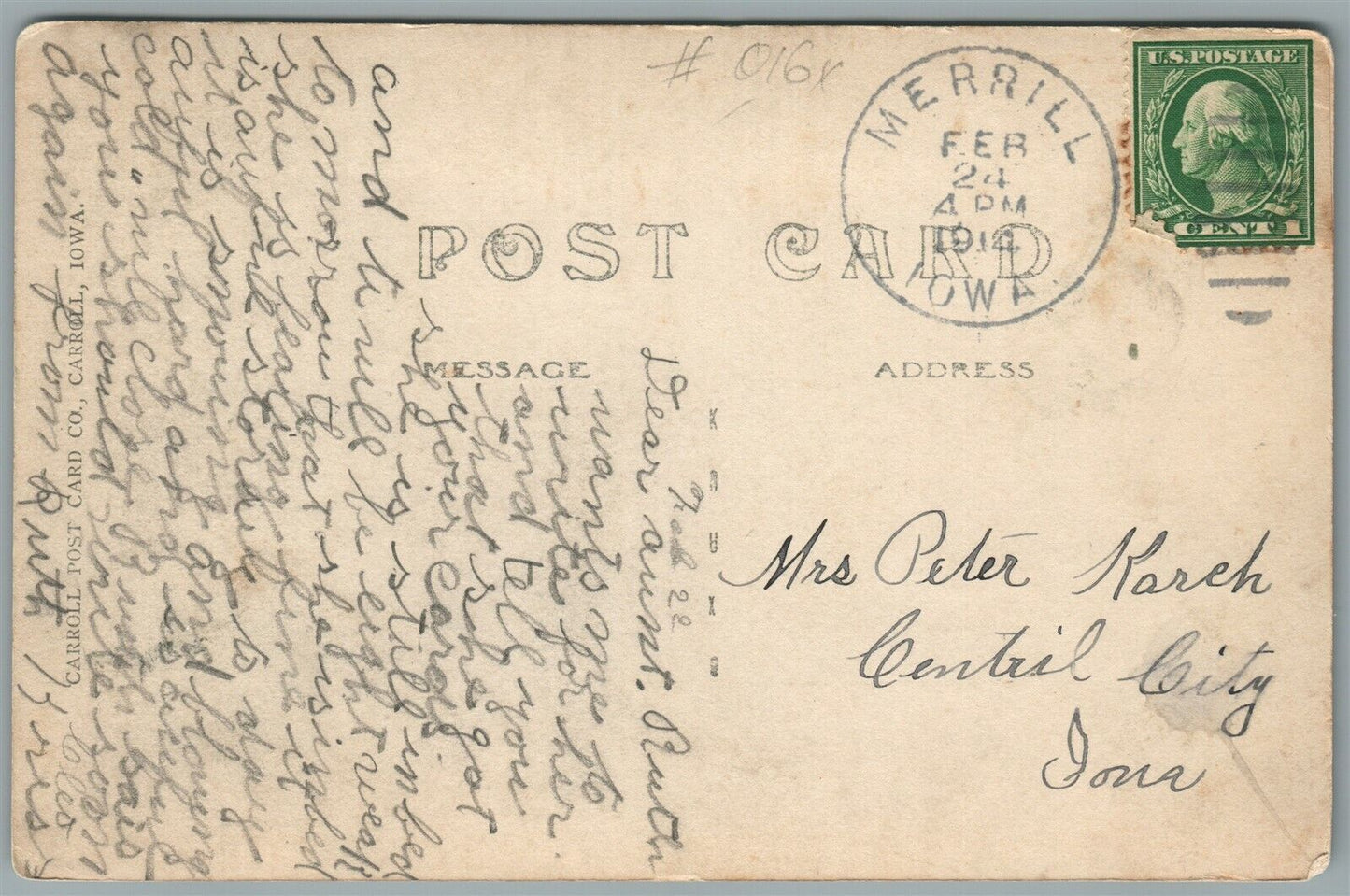 MERRILL IA MAIN STREET ANTIQUE REAL PHOTO POSTCARD RPPC