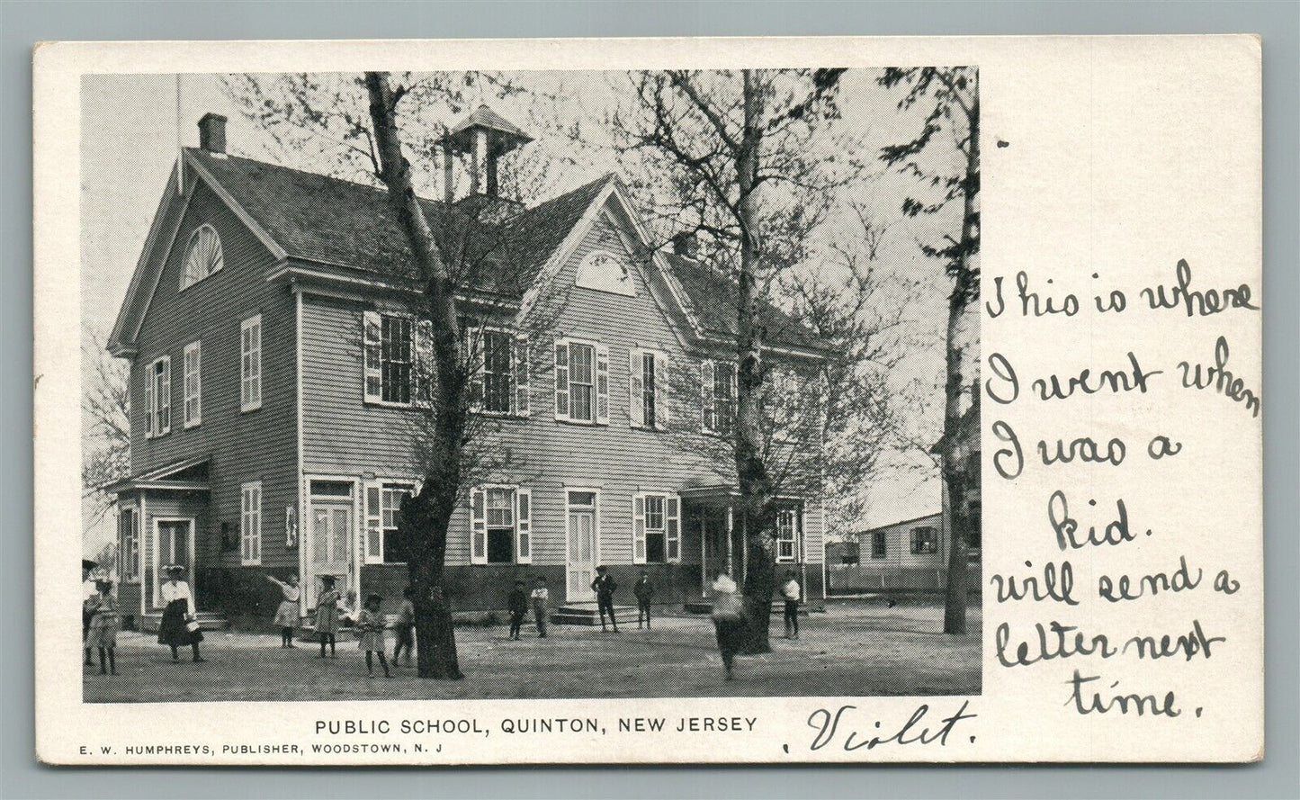 QUINTON NJ PUBLIC SCHOOL ANTIQUE POSTCARD