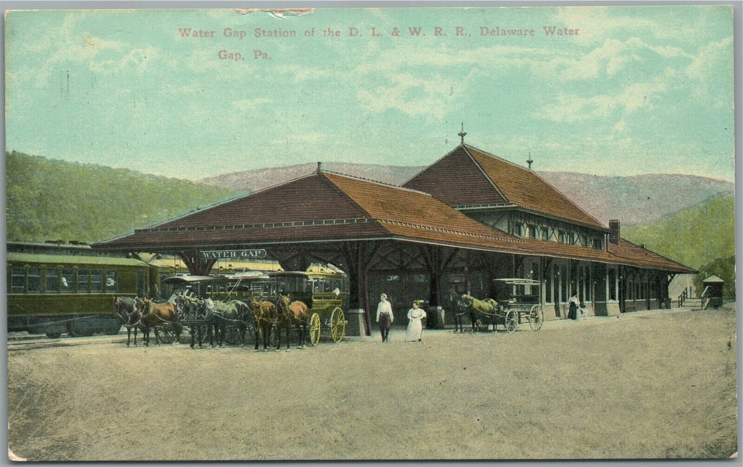 DELAWARE WATER GAP PA RAILROAD STATION RAILWAY DEPOT ANTIQUE POSTCARD