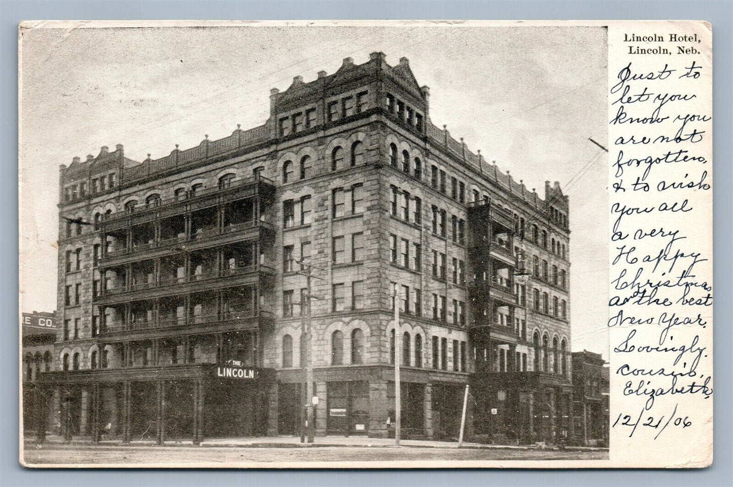 LINCOLN NE HOTEL ANTIQUE POSTCARD