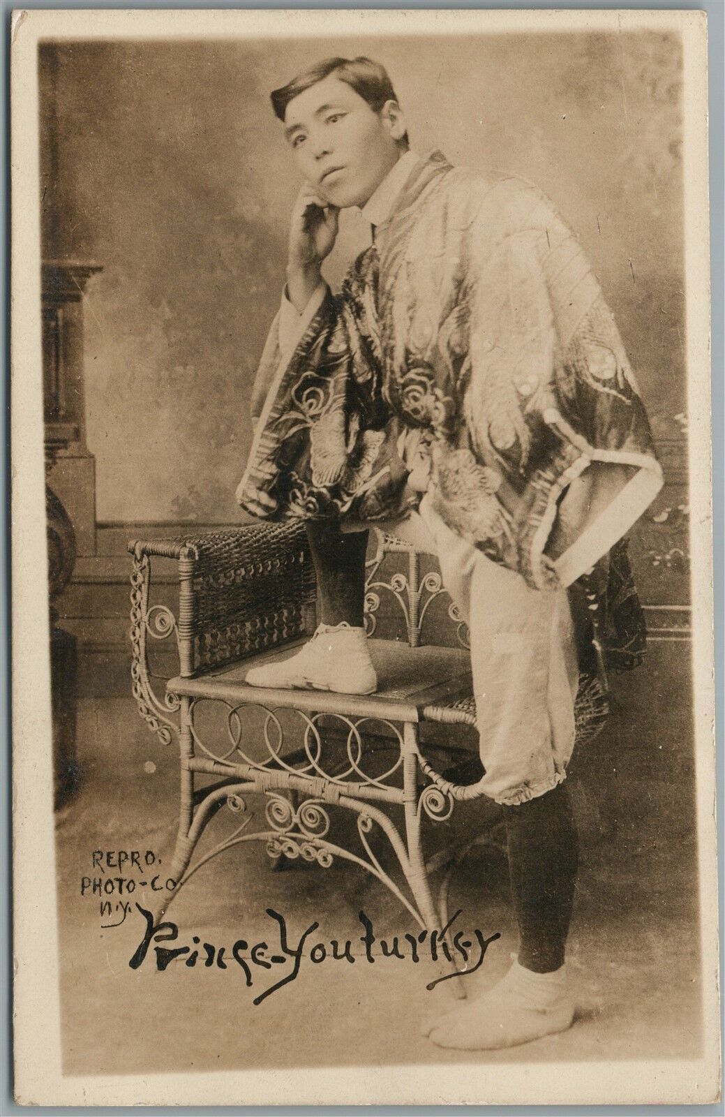 CIRCUS WIRE WALKER ANTIQUE REAL PHOTO POSTCARD RPPC