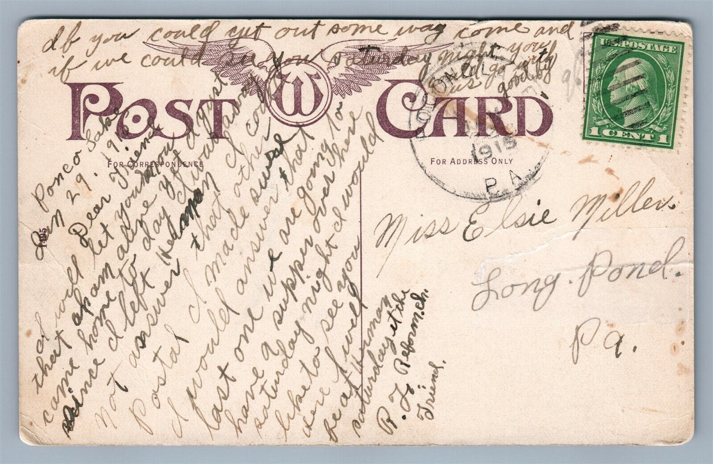 LAKE WINOLA PA CLIFTON HOTEL ANTIQUE POSTCARD