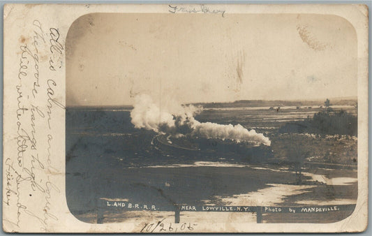 LOWVILLE NY TRAIN RAILROAD ANTIQUE REAL PHOTO POSTCARD RPPC