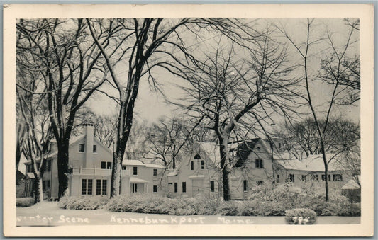 KENNEBUNKPORT ME WINTER STREET SCENE ANTIQUE REAL PHOTO POSTCARD RPPC