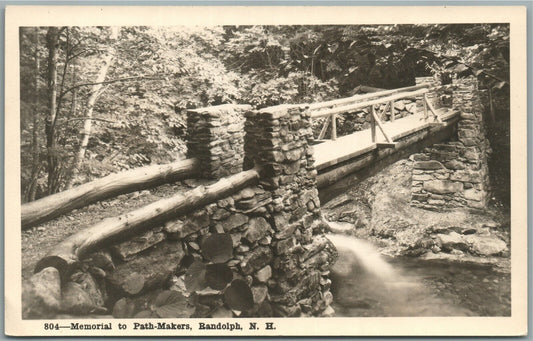 RANDOLPH NH MEMORIAL TO PATH-MAKERS VINTAGE REAL PHOTO POSTCARD RPPC