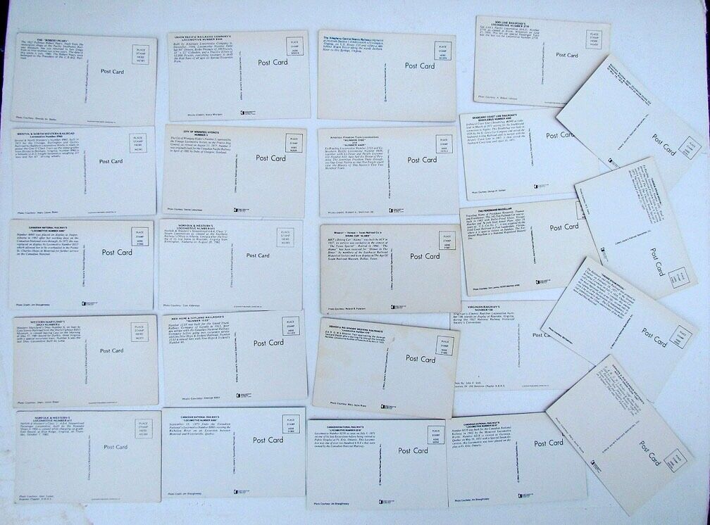 LOT OF 24 VINTAGE POSTCARDS train railway railroad