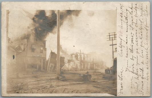 RICHFORDS FIRE VT SWEAT COMINGS CO OFFICE ANTIQUE REAL PHOTO POSTCARD RPPC