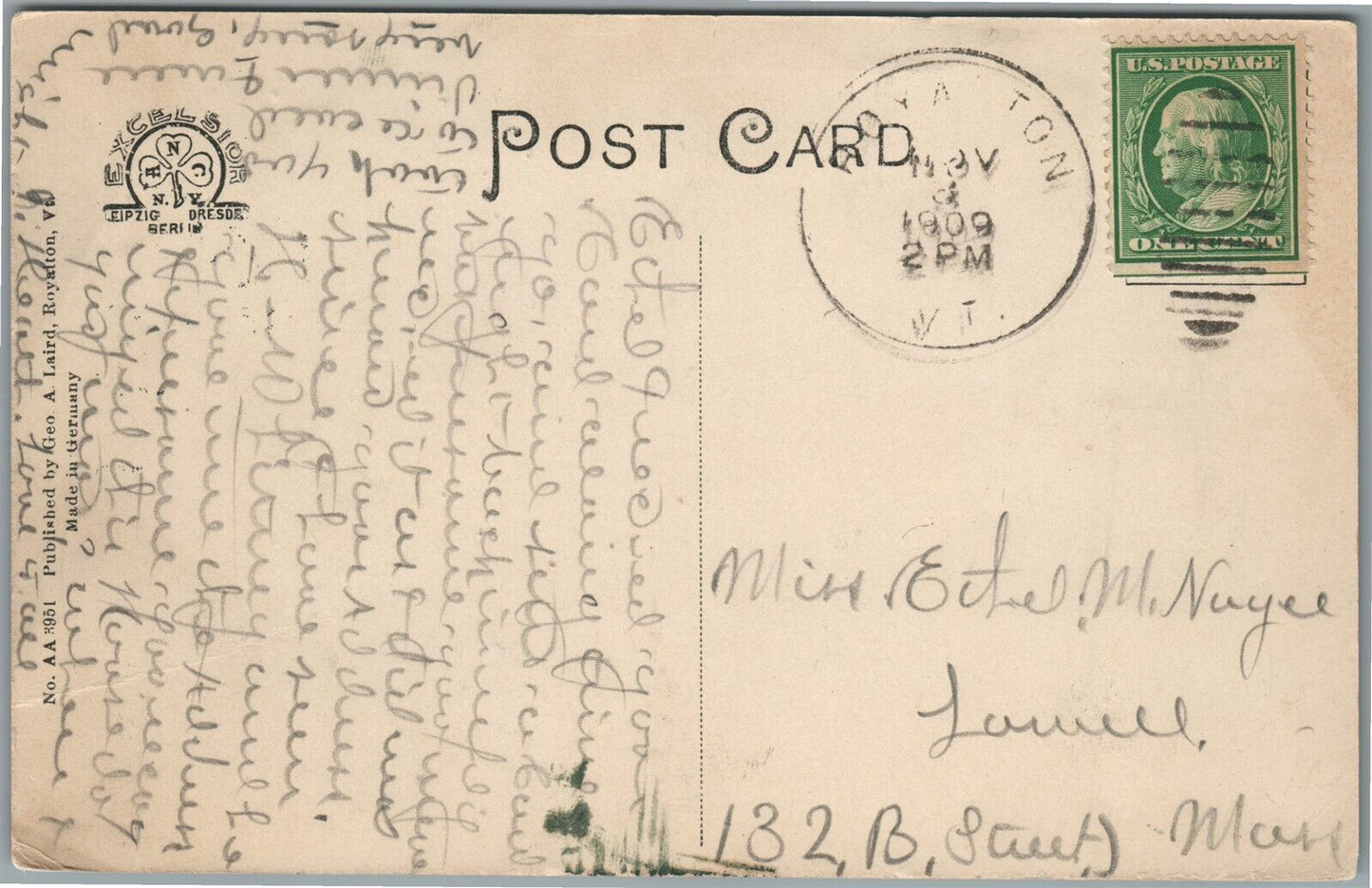 ROYALTON VT CASCADNAC HOUSE ANTIQUE POSTCARD