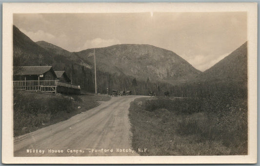 CRAWFORD NOTCH NH WILLEY HOUSE CAMPS ANTIQUE REAL PHOTO POSTCARD RPPC