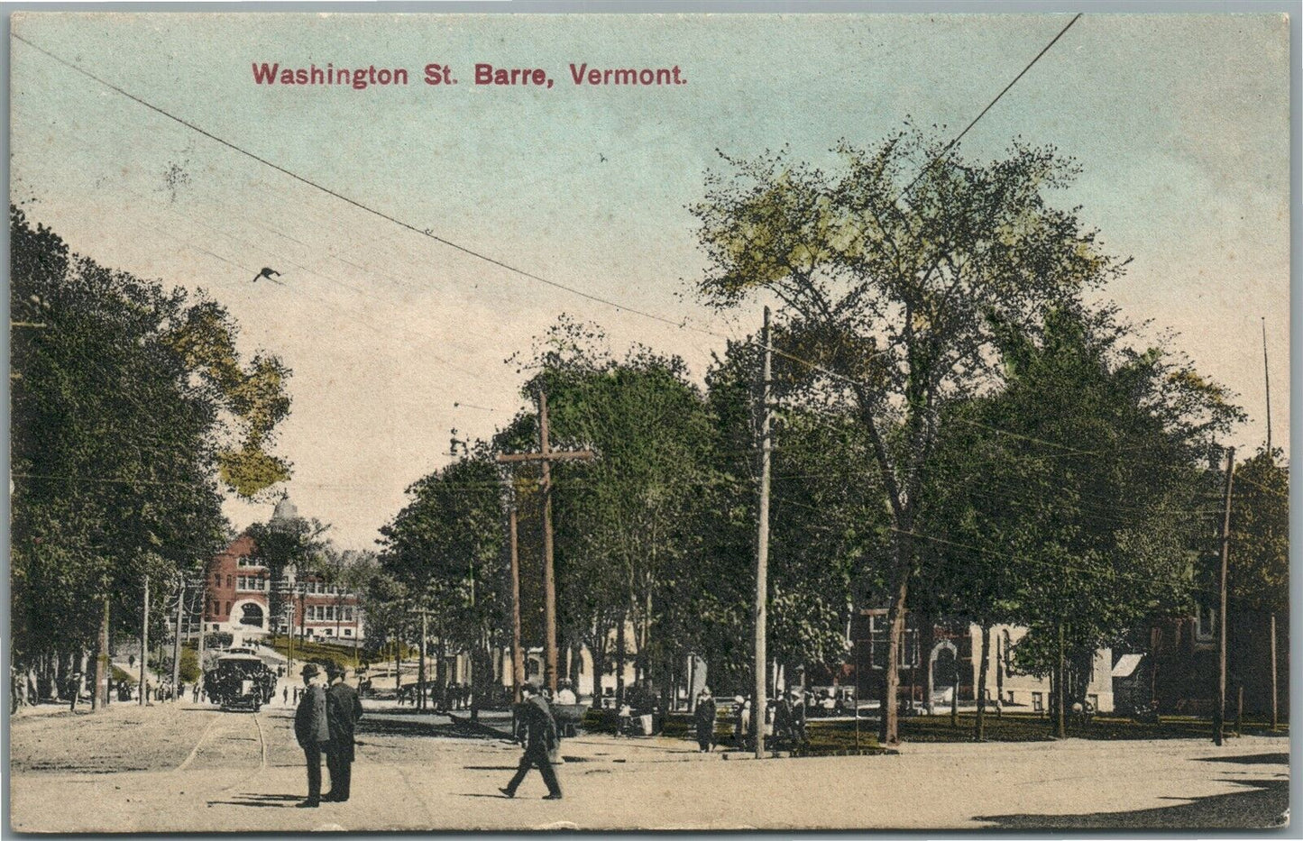 BARRE VT WASHINGTON STREET 1908 ANTIQUE POSTCARD
