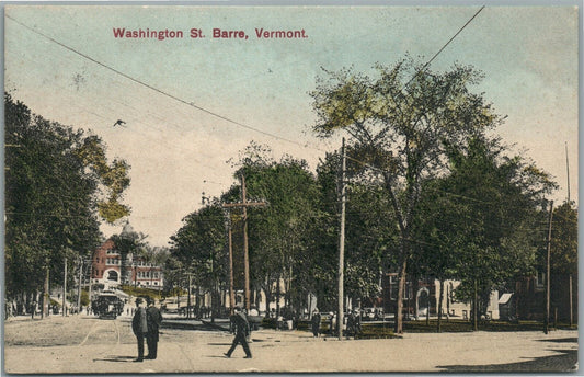 BARRE VT WASHINGTON STREET 1908 ANTIQUE POSTCARD
