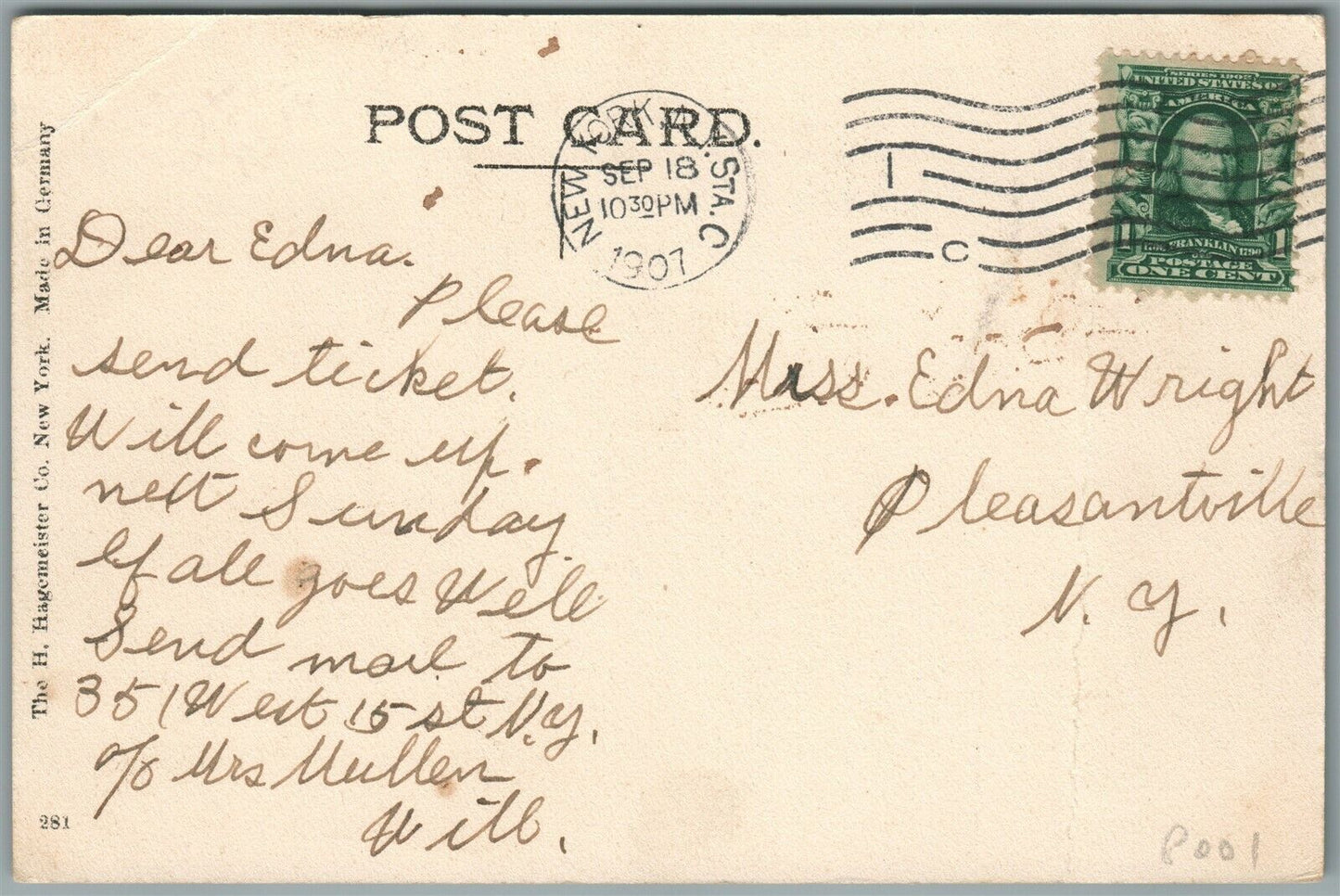 BROOKLYN NY HOSPITAL ANTIQUE POSTCARD