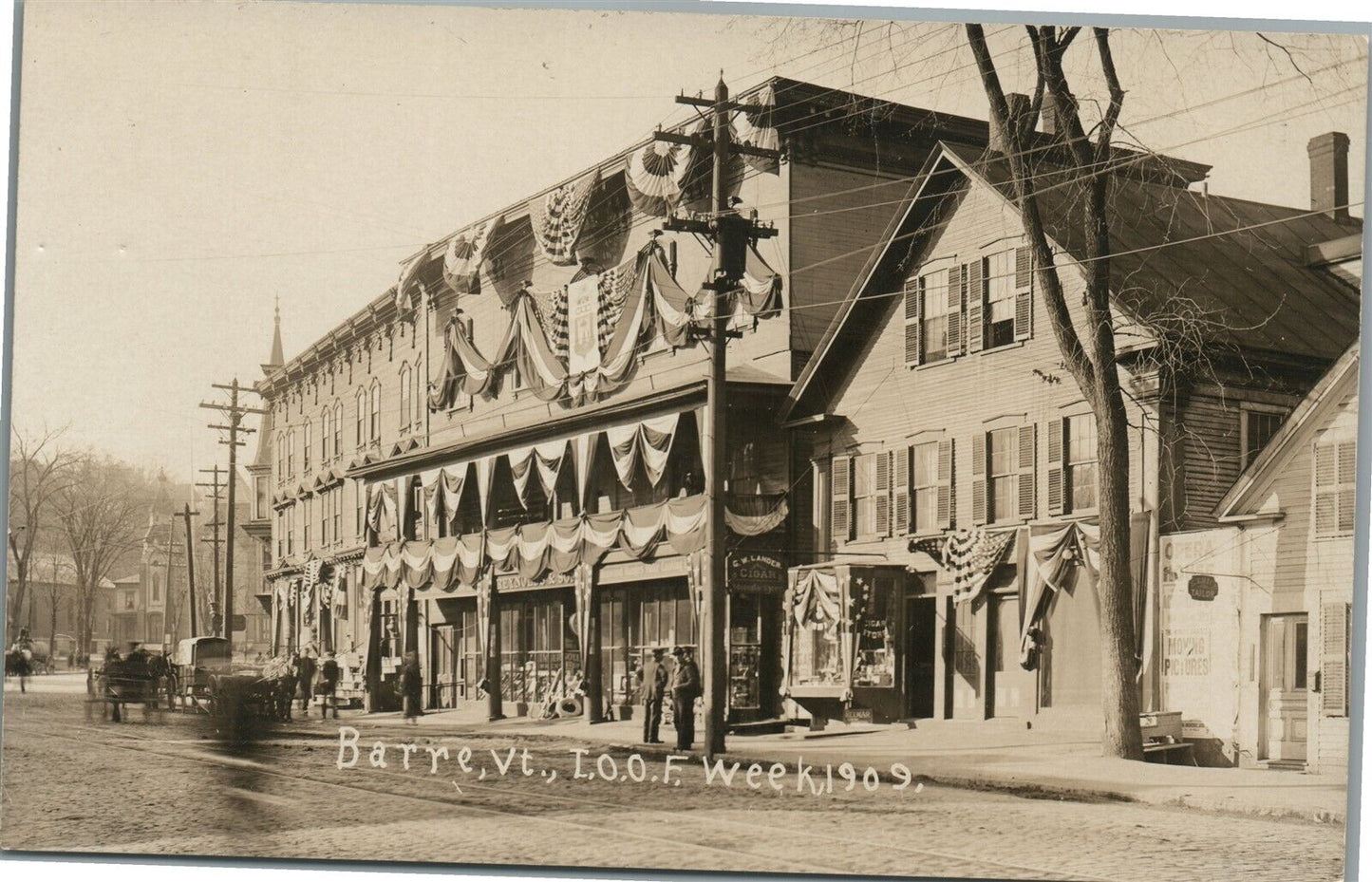 BARRE VT I.O.O.F. WEEK 1909 ANTIQUE REAL PHOTO POSTCARD RPPC patriotic