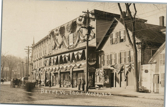 BARRE VT I.O.O.F. WEEK 1909 ANTIQUE REAL PHOTO POSTCARD RPPC patriotic